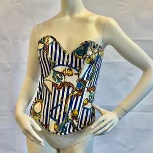 Woman nautical imprint style bustier.